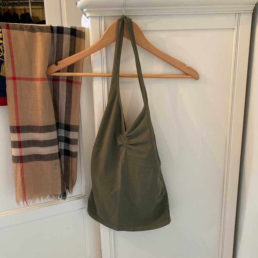 Free People Women's Green Halter Tank Top